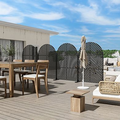 6 ft H x 4 ft W Black Galvanized Steel Outdoor Privacy Screen Sun Shade Durable Yard Decor