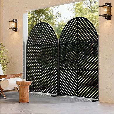 6 ft H x 4 ft W Black Galvanized Steel Outdoor Privacy Screen Sun Shade Durable Yard Decor