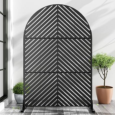 6 ft H x 4 ft W Black Galvanized Steel Outdoor Privacy Screen Sun Shade Durable Yard Decor
