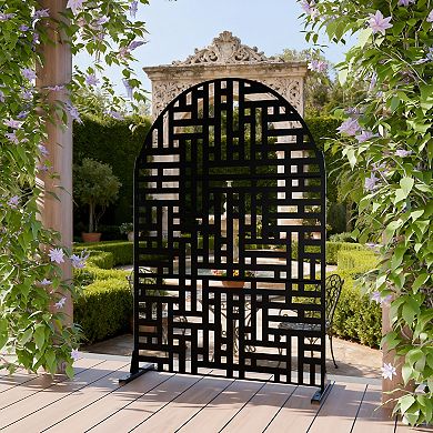 6 ft H x 4 ft W Outdoor Galvanized Steel Privacy Screen Black Perfect for Blocking Sightline