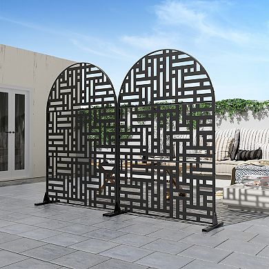 6 ft H x 4 ft W Outdoor Galvanized Steel Privacy Screen Black Perfect for Blocking Sightline
