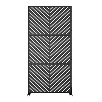 6 ft H x 3 ft W Black Galvanized Steel Outdoor Privacy Screen for Sun Protection Yard Decor