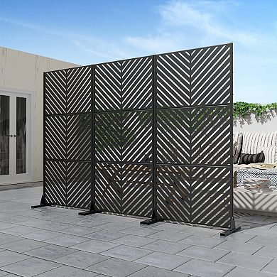 6 ft H x 3 ft W Black Galvanized Steel Outdoor Privacy Screen for Sun Protection Yard Decor