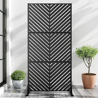 6 ft H x 3 ft W Black Galvanized Steel Outdoor Privacy Screen for Sun Protection Yard Decor