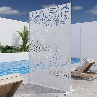 6 ft H x 4 ft W Outdoor Privacy Partition Screen White Sun Protection and Courtyard Decoration