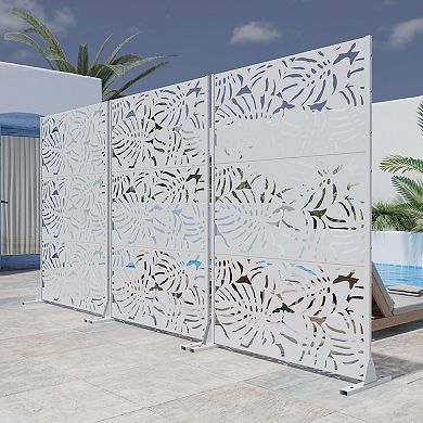 6 ft H x 4 ft W Outdoor Privacy Partition Screen White Sun Protection and Courtyard Decoration