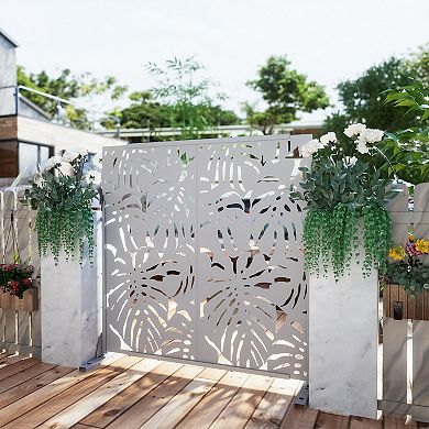 6 ft H x 4 ft W Outdoor Privacy Partition Screen White Sun Protection and Courtyard Decoration