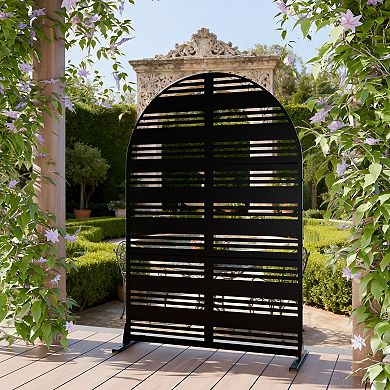 6 ft H x 4 ft W Outdoor Privacy Screens Black Rustproof Galvanized Steel Panel for Patio Privacy