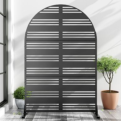 6 ft H x 4 ft W Outdoor Privacy Screens Black Rustproof Galvanized Steel Panel for Patio Privacy