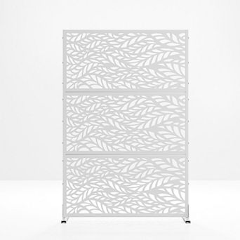 6 ft H x 4 ft W White Heavy Duty Galvanized Steel Outdoor Privacy Partition Screen for Yard Privacy
