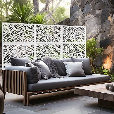 6 ft H x 4 ft W White Heavy Duty Galvanized Steel Outdoor Privacy Partition Screen for Yard Privacy