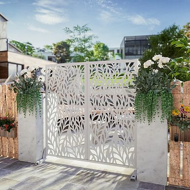 6 ft H x 4 ft W White Heavy Duty Galvanized Steel Outdoor Privacy Partition Screen for Yard Privacy