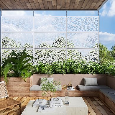 6 ft H x 4 ft W White Heavy Duty Galvanized Steel Outdoor Privacy Partition Screen for Yard Privacy