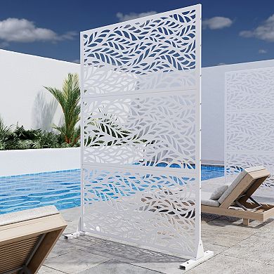 6 ft H x 4 ft W White Heavy Duty Galvanized Steel Outdoor Privacy Partition Screen for Yard Privacy