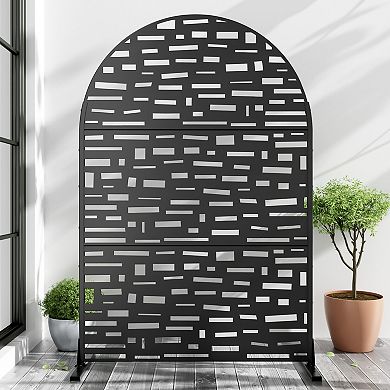 6 ft H x 4 ft W Galvanized Steel Outdoor Privacy Screen black Ideal for Backyard Privacy Protection