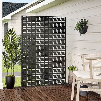 6 ft H x 4 ft W Outdoor Privacy Screens Black Galvanized Steel Partition for Privacy Shielding
