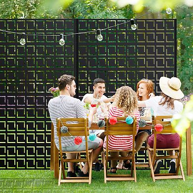 6 ft H x 4 ft W Outdoor Privacy Screens Black Galvanized Steel Partition for Privacy Shielding