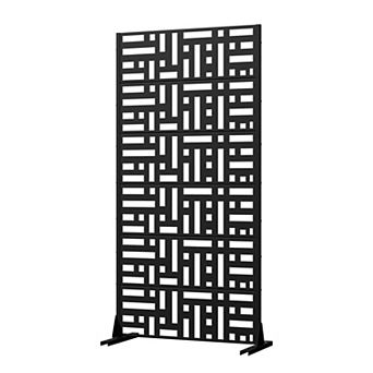 6 ft H x 3 ft W Galv Steel Outdoor Privacy Screen Black Sun Shade and Elegant Outdoor Decoration