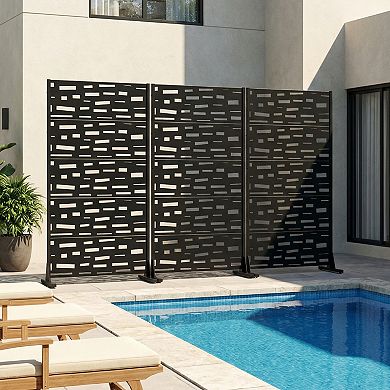 6 ft H x 3 ft W Galvanized Steel Outdoor Privacy Screen black Ideal for Backyard Privacy Protection
