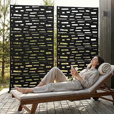 6 ft H x 3 ft W Galvanized Steel Outdoor Privacy Screen black Ideal for Backyard Privacy Protection