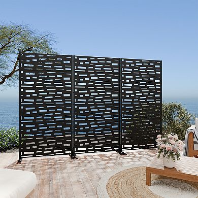 6 ft H x 3 ft W Galvanized Steel Outdoor Privacy Screen black Ideal for Backyard Privacy Protection