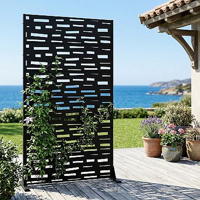 6 ft H x 3 ft W Galvanized Steel Outdoor Privacy Screen black Ideal for Backyard Privacy Protection