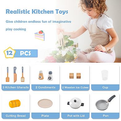 Wooden Play Kitchen With Refrigerator, Lights and Sounds
