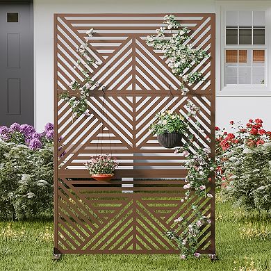 6 ft H x 4 ft W Outdoor Galvanized Steel Privacy Screen Brown Perfect for Blocking Sightline