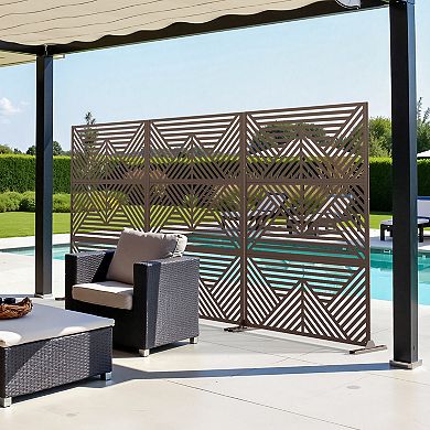 6 ft H x 4 ft W Outdoor Galvanized Steel Privacy Screen Brown Perfect for Blocking Sightline