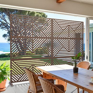 6 ft H x 4 ft W Outdoor Galvanized Steel Privacy Screen Brown Perfect for Blocking Sightline