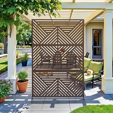 6 ft H x 4 ft W Outdoor Galvanized Steel Privacy Screen Brown Perfect for Blocking Sightline
