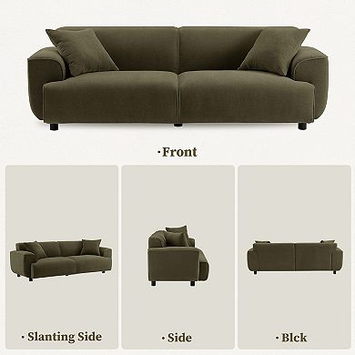 91" Modern Loveseat Sofa Couch, Oversized 3 Seater Sofa w/ Pillows,Upholstered Deep Seat Arm Couches