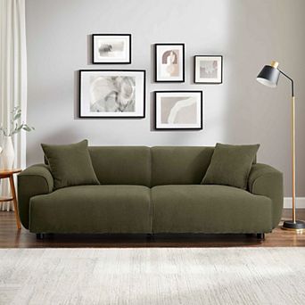 91" Modern Loveseat Sofa Couch, Oversized 3 Seater Sofa w/ Pillows,Upholstered Deep Seat Arm Couches