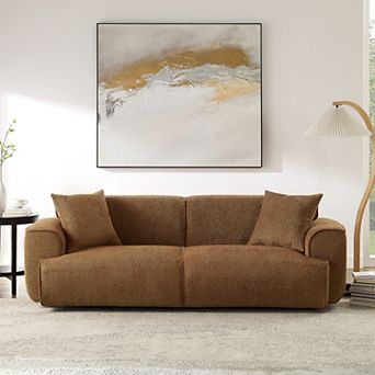 91" Modern Loveseat Sofa Couch, Oversized 3 Seater Sofa w/ Pillows,Upholstered Deep Seat Arm Couches
