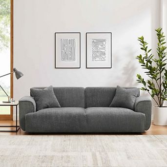 91" Modern Loveseat Sofa Couch, Oversized 3 Seater Sofa w/ Pillows,Upholstered Deep Seat Arm Couches