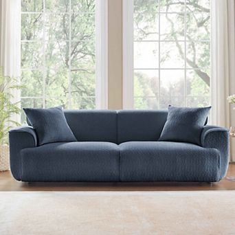 91" Modern Loveseat Sofa Couch, Oversized 3 Seater Sofa w/ Pillows,Upholstered Deep Seat Arm Couches