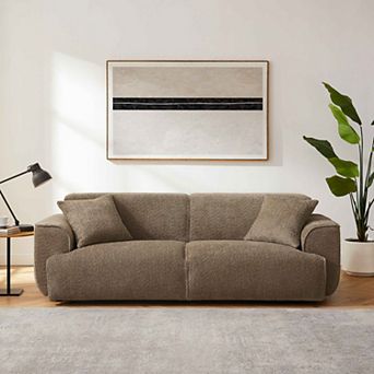 91" Modern Loveseat Sofa Couch, Oversized 3 Seater Sofa w/ Pillows,Upholstered Deep Seat Arm Couches