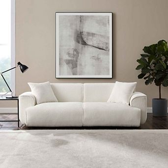 91" Modern Loveseat Sofa Couch, Oversized 3 Seater Sofa w/ Pillows,Upholstered Deep Seat Arm Couches