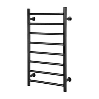8-Bar Wall Mounted Heated Towel Rack for Bathroom Black