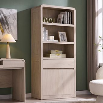 71.9" Tall Bookcase Bookshelf w/ Doors & Drawer, Adjustable Shelves Modern Storage Cabinet Organizer