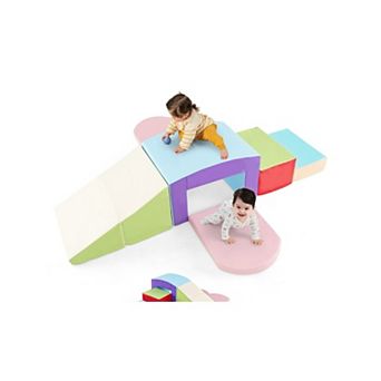 Foam Climbing Blocks for Toddlers, Six Piece Indoor Climb and Slide Set
