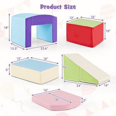 Foam Climbing Blocks for Toddlers, Six Piece Indoor Climb and Slide Set