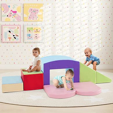 Foam Climbing Blocks for Toddlers, Six Piece Indoor Climb and Slide Set