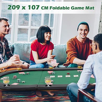 84 Inch Oval Folding Poker Table Top With Padded Felt, 10 Player Top