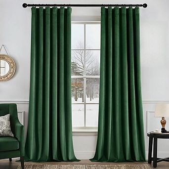 Velvet Blackout Curtains, Thermal Insulated Pinch Pleat Back Tab Drapes