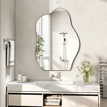 26 in W x 38 in H Irregular-shaped Frameless Vanity Wall Mirror