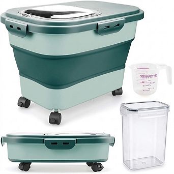 Collapsible Airtight Rice and Food Storage Container 2030 Lbs with Wheels BPA-Free