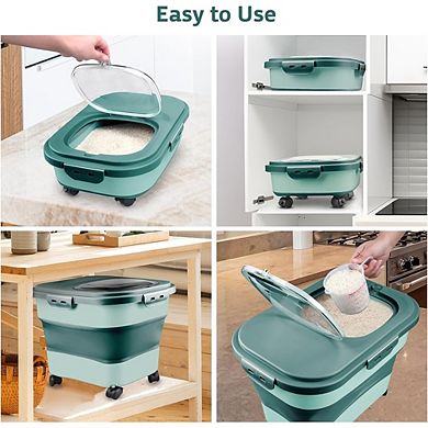 Collapsible Airtight Rice and Food Storage Container 2030 Lbs with Wheels BPA-Free