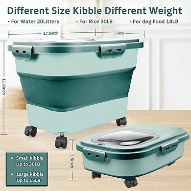 Collapsible Airtight Rice and Food Storage Container 2030 Lbs with Wheels BPA-Free