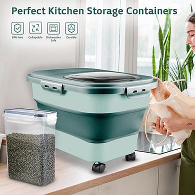 Collapsible Airtight Rice and Food Storage Container 2030 Lbs with Wheels BPA-Free